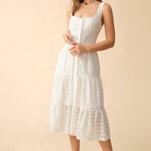 Rihoas The Square Neck Tiered Hem Midi Dress (NEW)